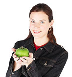 リンゴを持った女子