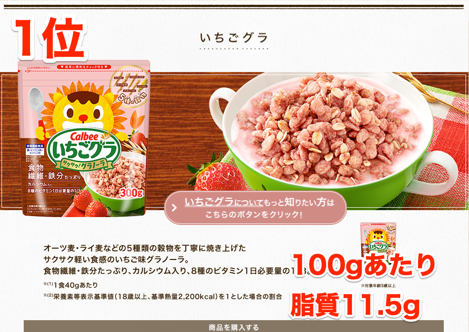 いちごグラ | 商品一覧 | フルグラ® | カルビー株式会社 いちごグラ | 商品一覧 | フルグラ® | カルビー株式会社