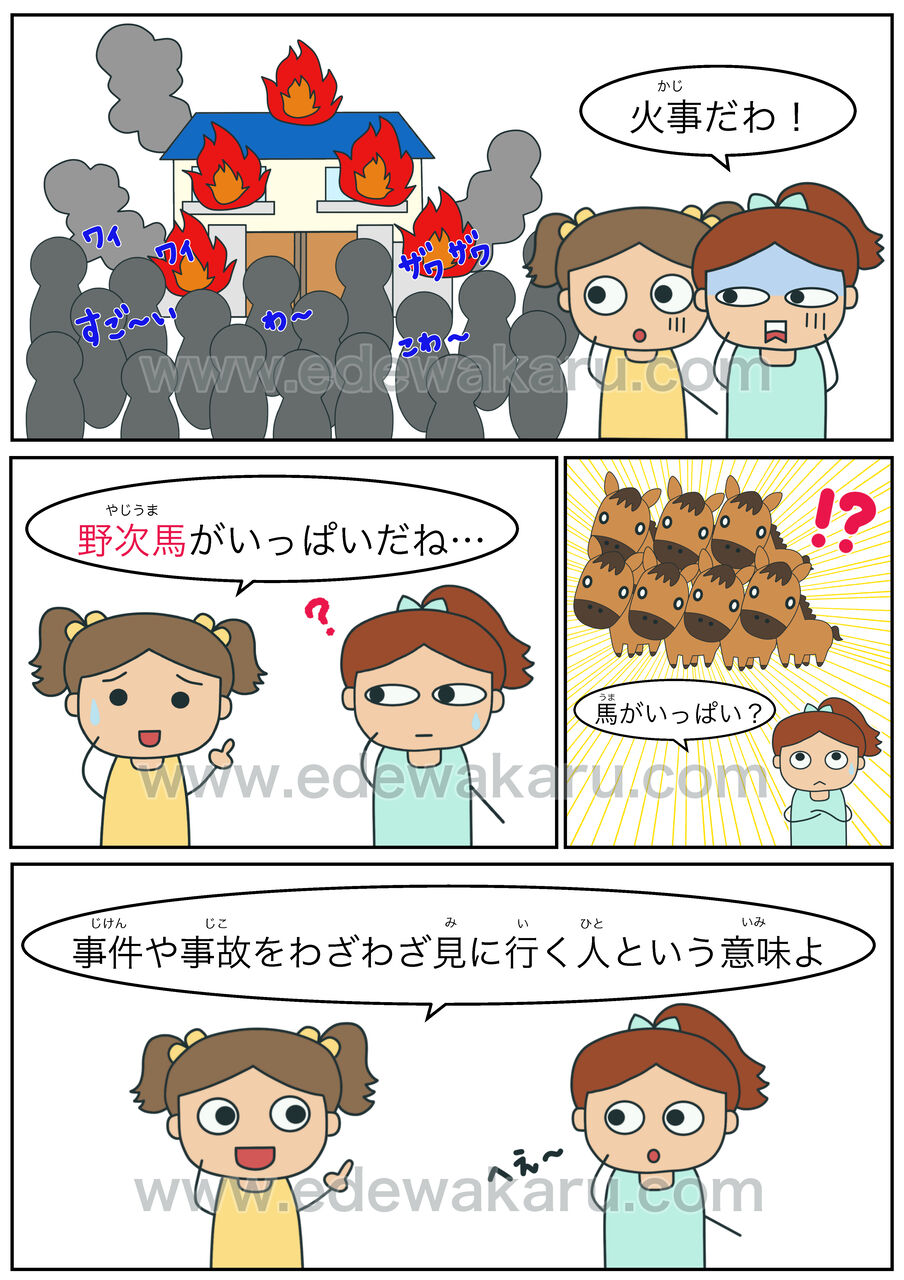 野次馬 俗語 絵でわかる日本語 野次馬 俗語 絵でわかる日本語