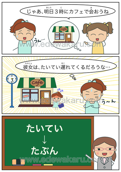 blog彼女は、たいてい遅れてくるだろう