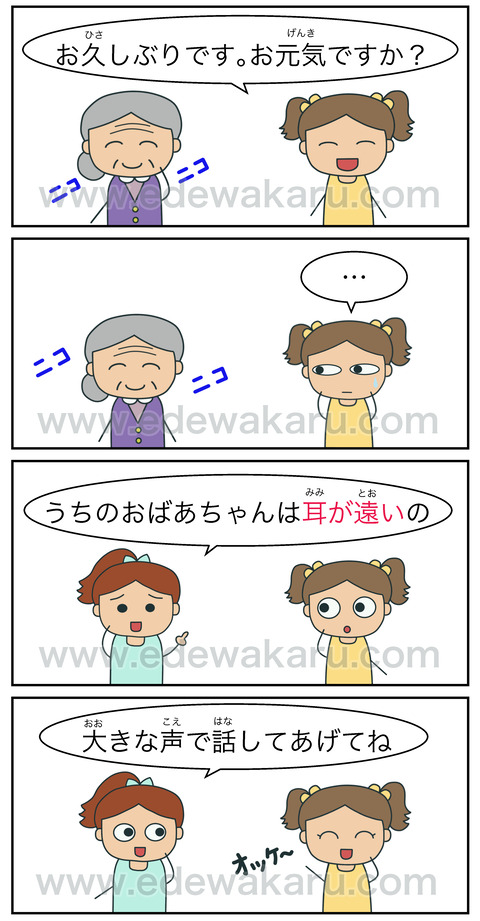 耳が遠い 体の慣用句 絵でわかる日本語