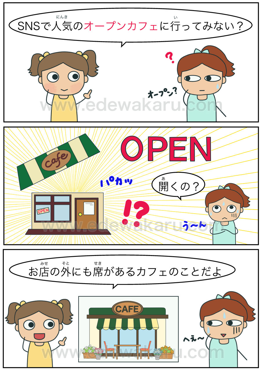 オープンカフェ 和製英語 絵でわかる日本語 オープンカフェ 和製英語 絵でわかる日本語