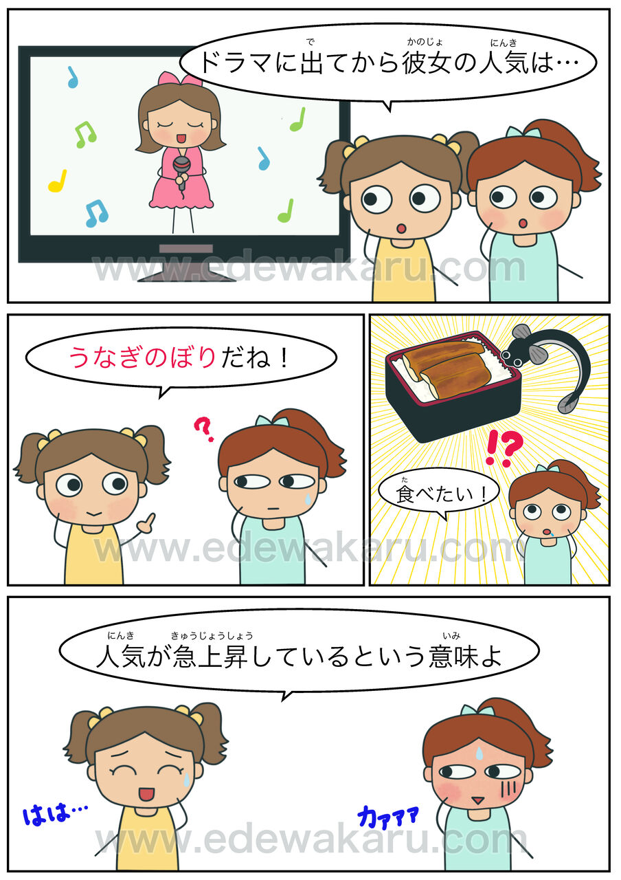 うなぎのぼり｜慣用句 : 絵でわかる日本語