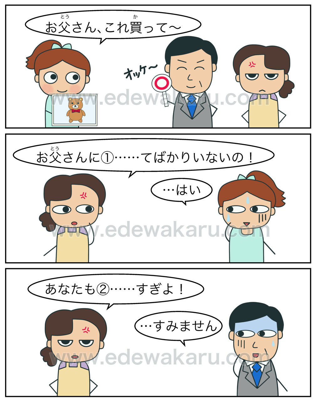 甘える 甘やかす 日本語能力試験 絵でわかる日本語