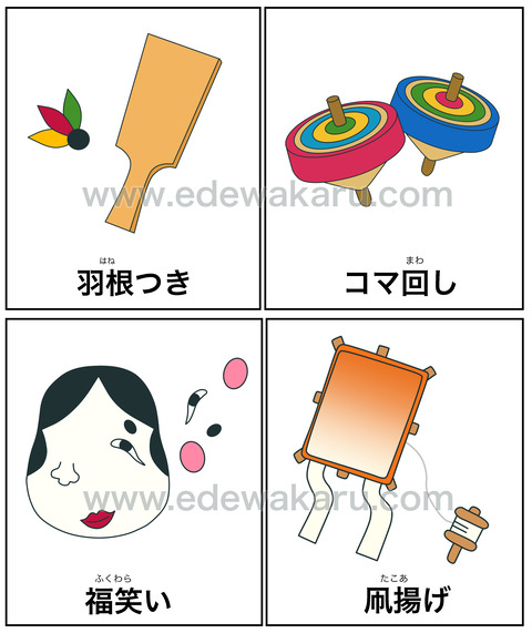 お正月遊び 年中行事 絵でわかる日本語