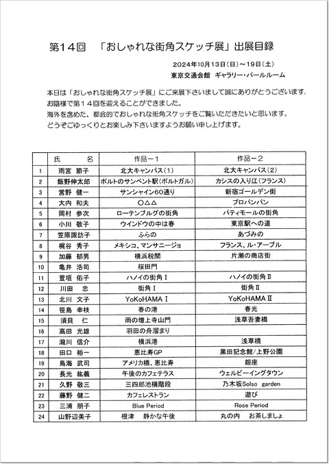 ○2024年・おしゃれ展・作品リスト