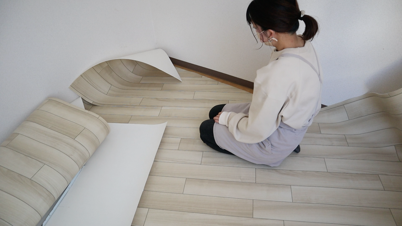 寝室DIY#3 床の張り方はまっすぐだけじゃない♩クッションフロアを斜め張りにします : えはみのDIYと暮らしブログ Powered by ...