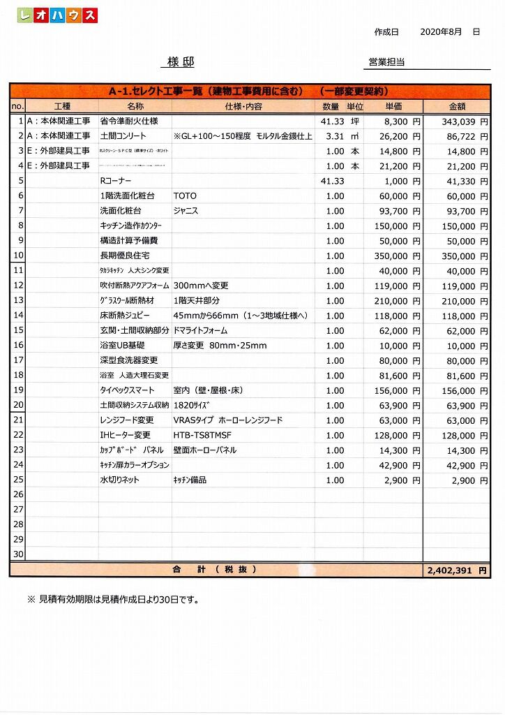 公開 レオハウスの見積りとオプション費用は 30代の元seが40坪00万の家を建ててみた
