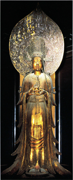 【真筆】掛け軸 法隆寺 救世観音 夢殿◆野村雪草 尺八立 共箱・タトウ箱付 第四十八枚 法隆寺夢殿本尊木彫金色救世観音宝冠 | SHOSHO