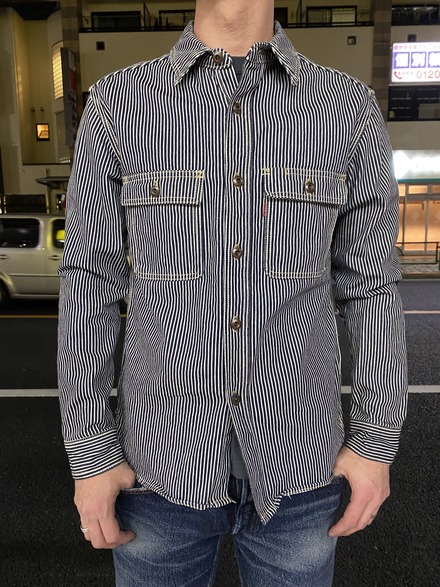 EIGHT G ストライプデニムシャツ 38 エイトジー！ヒッコリー デニム