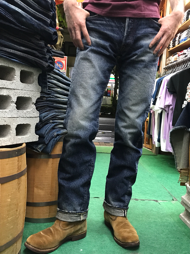 白木/黒塗り EIGHT-G レギュラーストレート w32 15oz 602 エイトジー