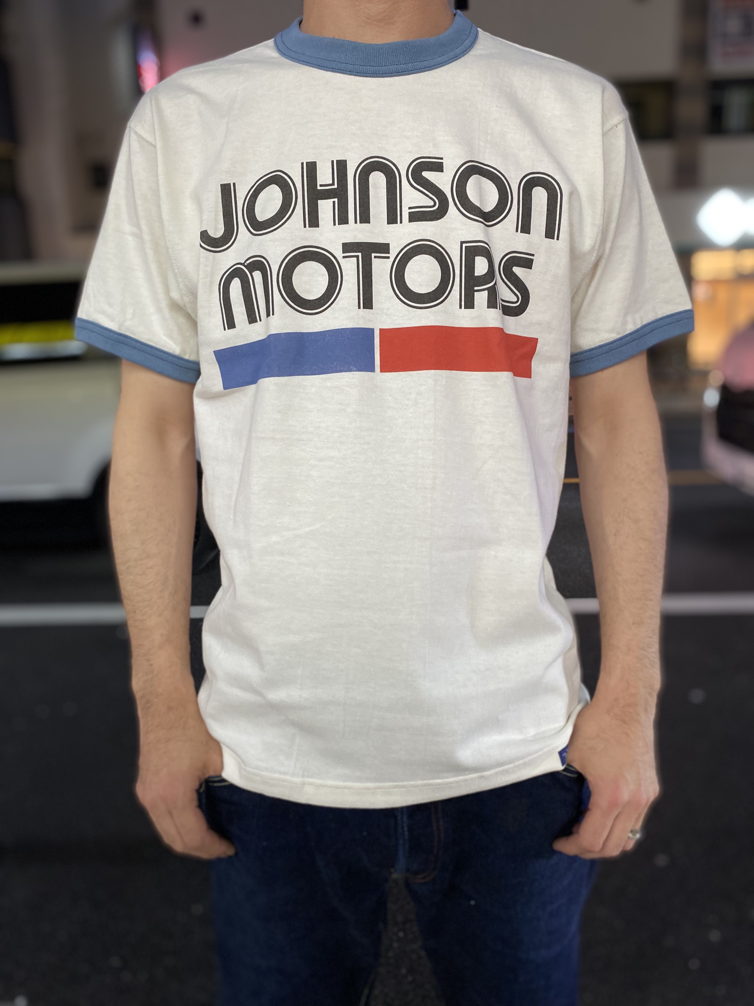 トイズマッコイ！ジョンソンモータース リンガー半袖Tシャツ“T.T.RACER 