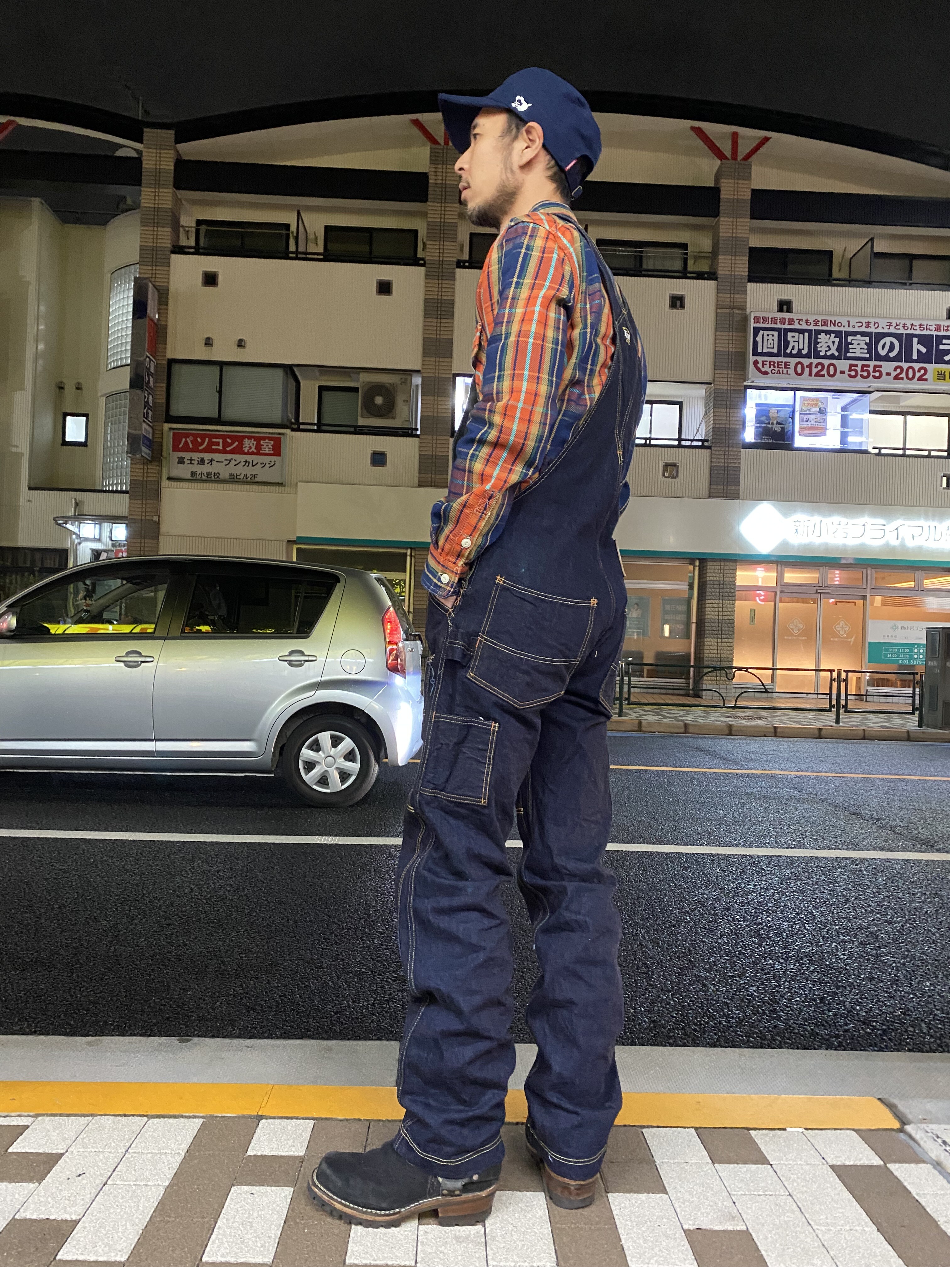 ジーパン、オーバーオール EIGHT-G(エイトジー) デニムオーバーオール 16oz DOUBLE KNEE OVERALL