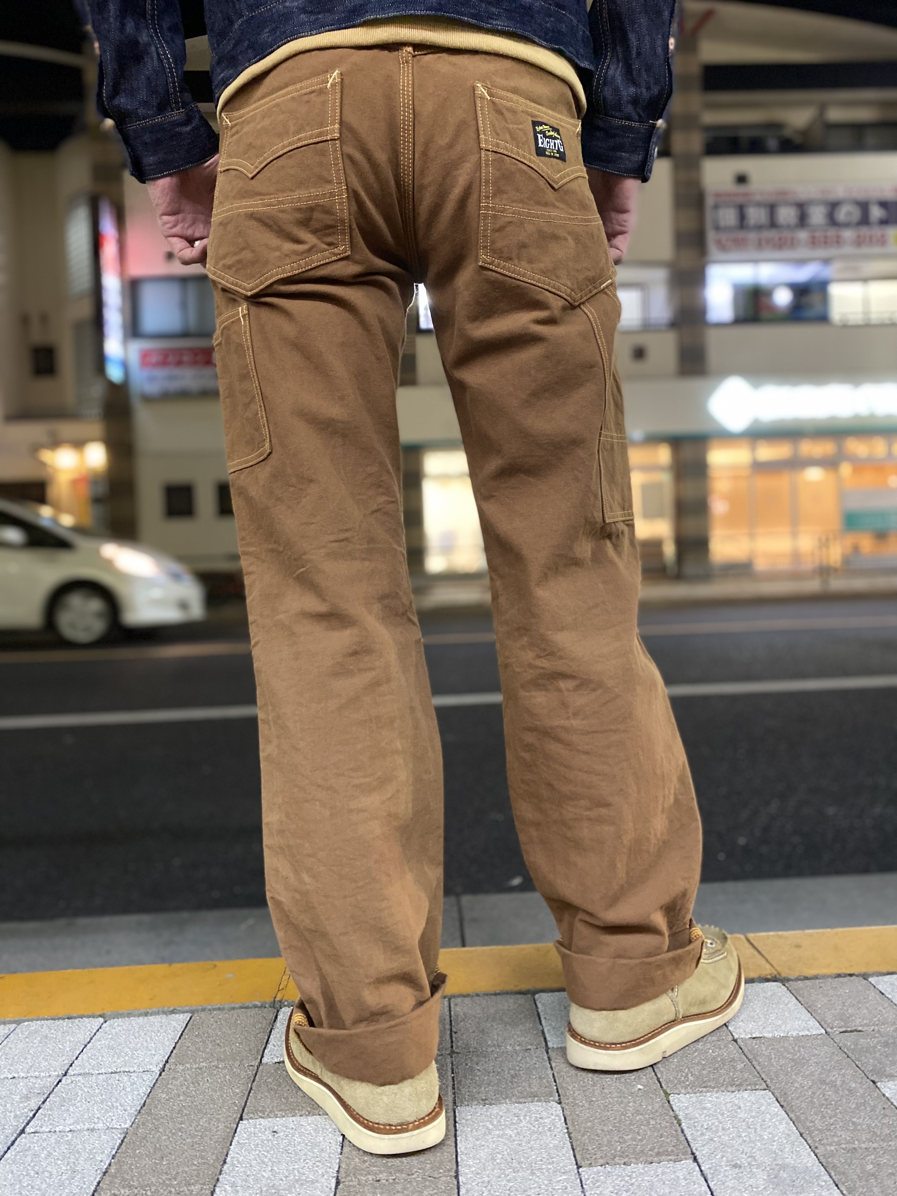 し*る様 新品未使用 EIGHT-G エイトジー ダックダブルニーパンツ ブラウ EIGHT-G(エイトジー） ワークパンツ 8WK-08-KING ダック