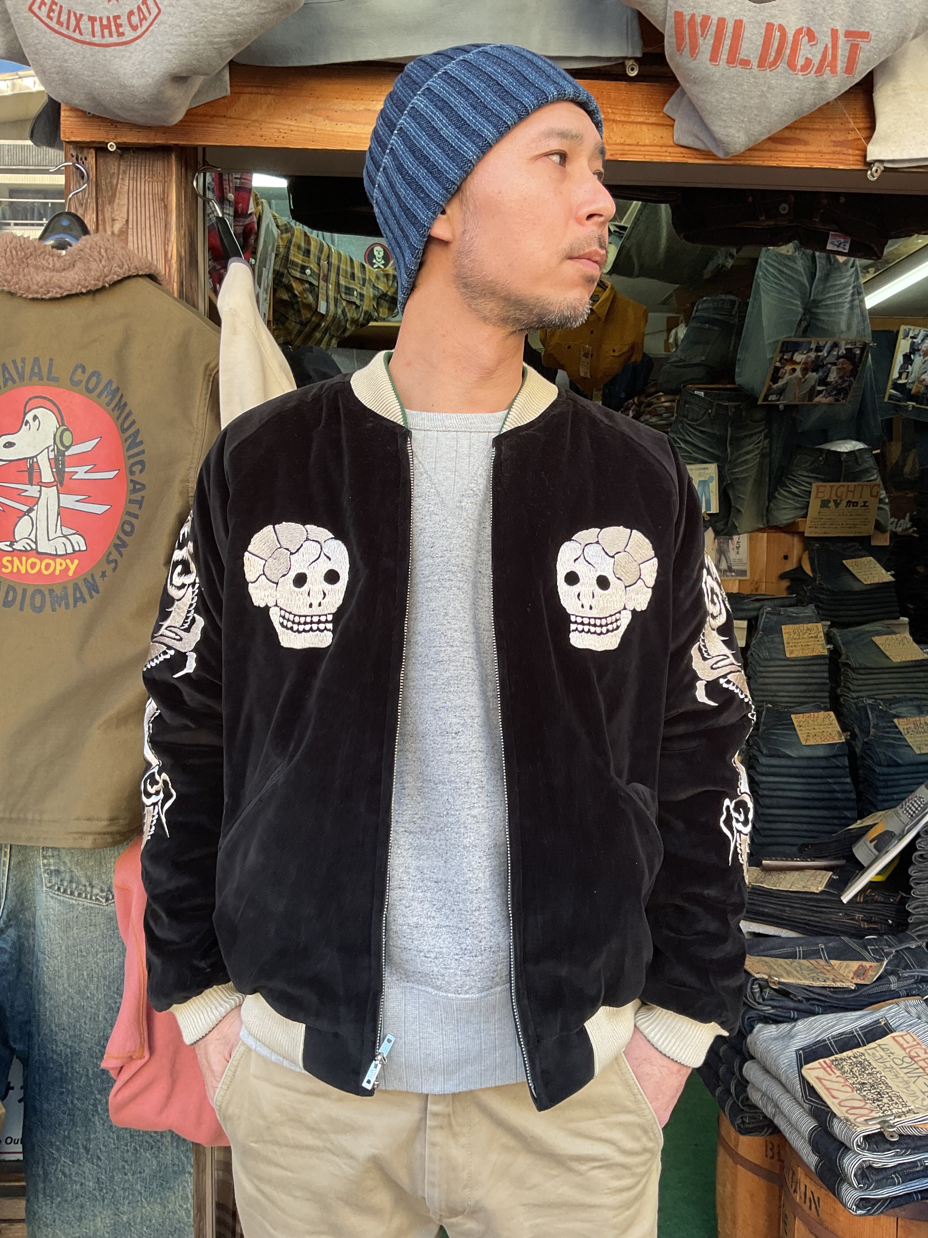 テーラー東洋 !!中綿入り 別珍スカジャンSNAKE & SKULL×DRAGON テーラー東洋 !!中綿入り 別珍スカジャンSNAKE & SKULL×DRAGON
