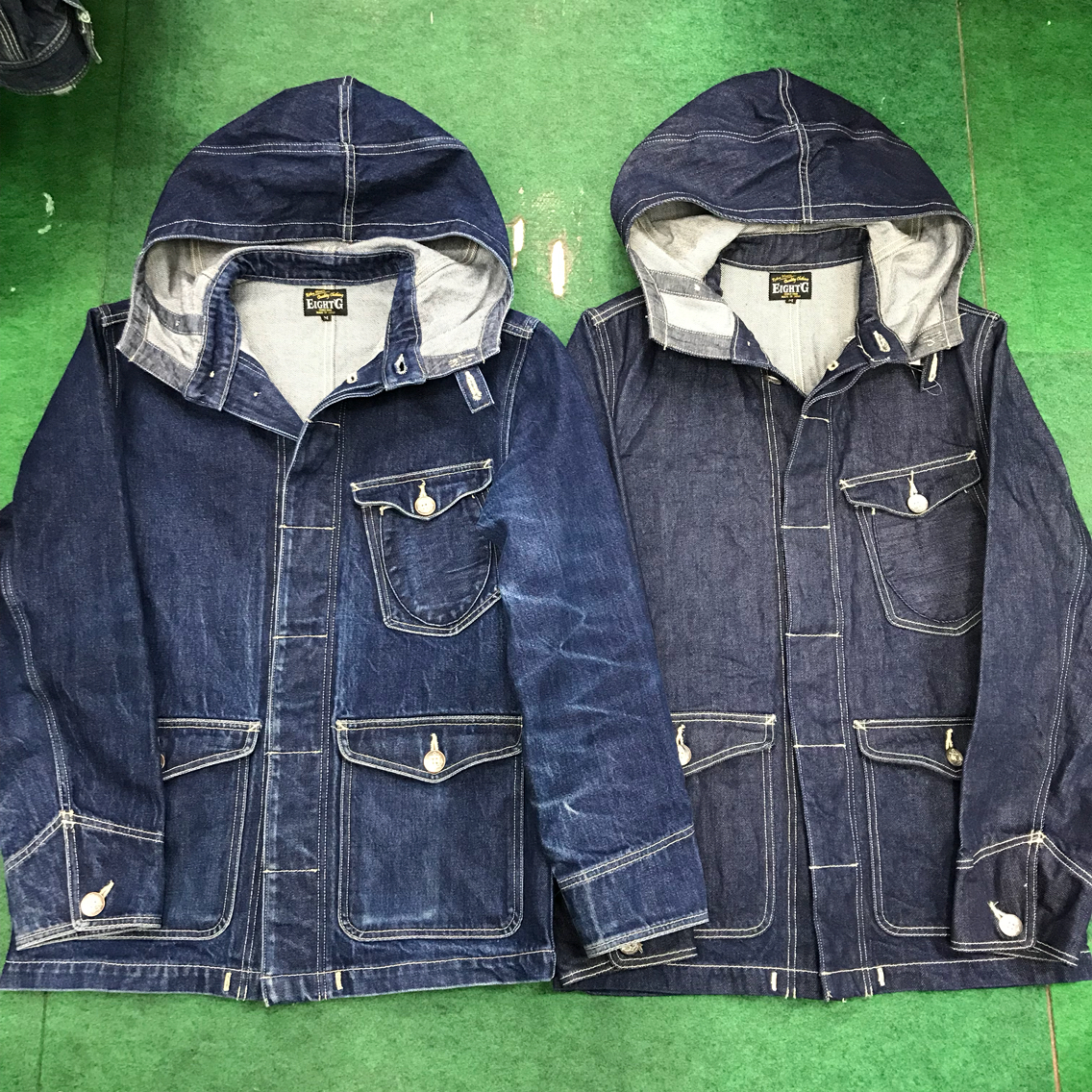 ふどうあじ様用～デニムジャケット エイトジー！本藍デニムフーデッドジャケット！！ : Gパン屋サカイ