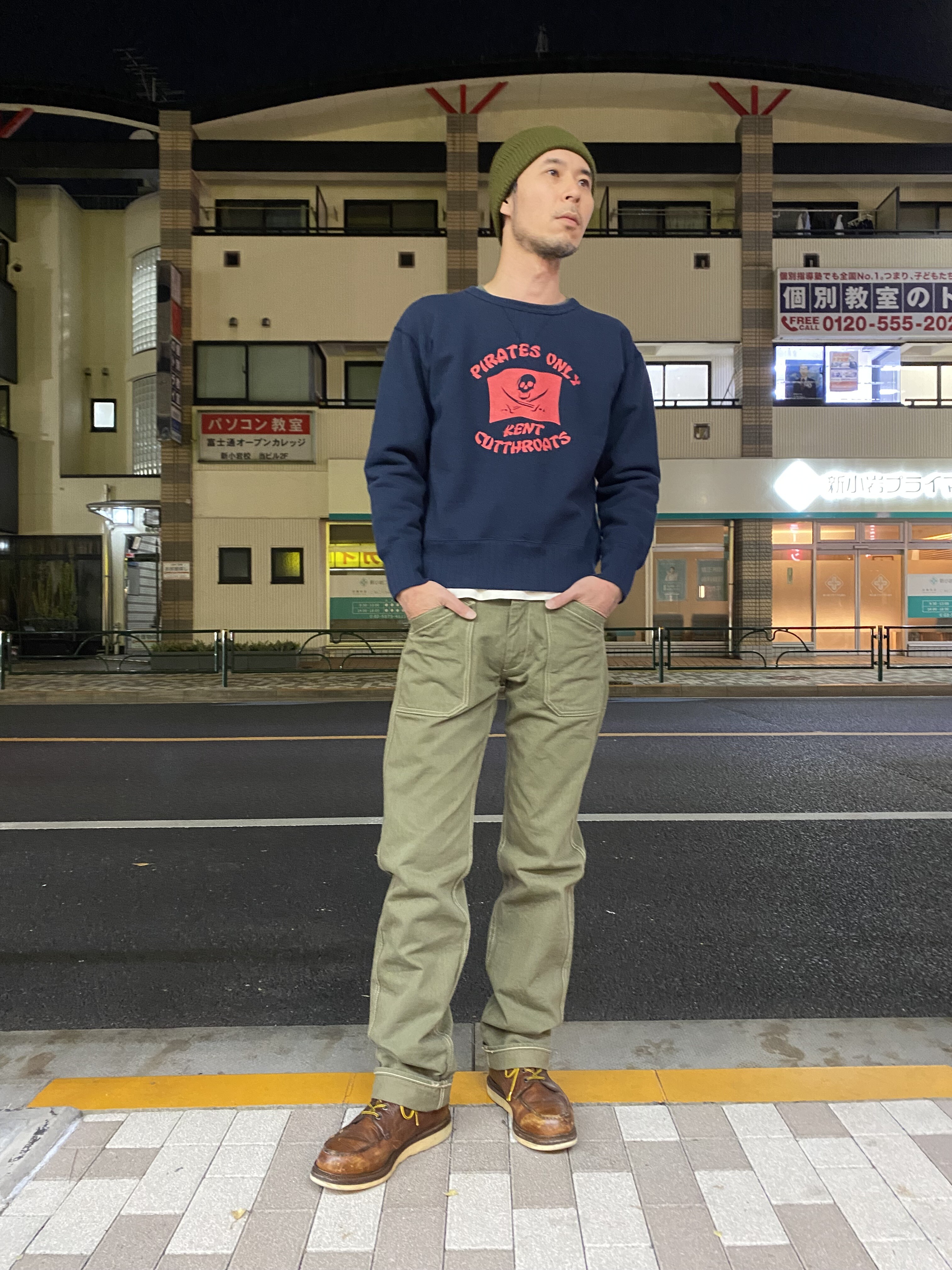 エイトジー ワークパンツ！硫化染めヘリンボーンベイカーパンツ