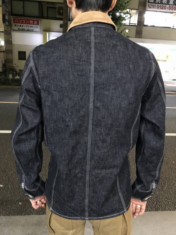 EIGHT-G エイトジー デニムカバーオール コーデュロイ襟　size40 エイトジー！コーデュロイ襟デニムカバーオール！！ : Gパン屋サカイ