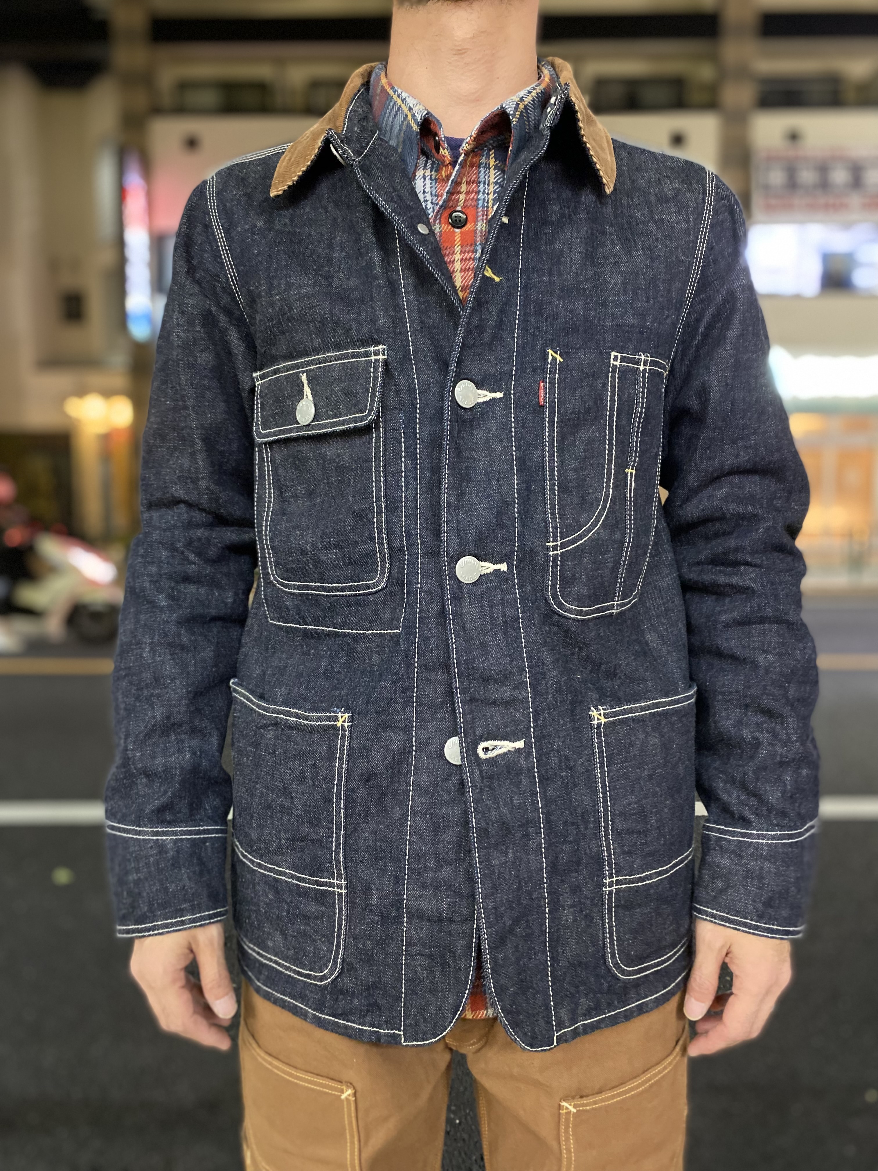 デニムカバーオール コーデュロイ襟 エイトジー！ デニムカバーオール・コーデュロイ襟！！ : Gパン屋サカイ