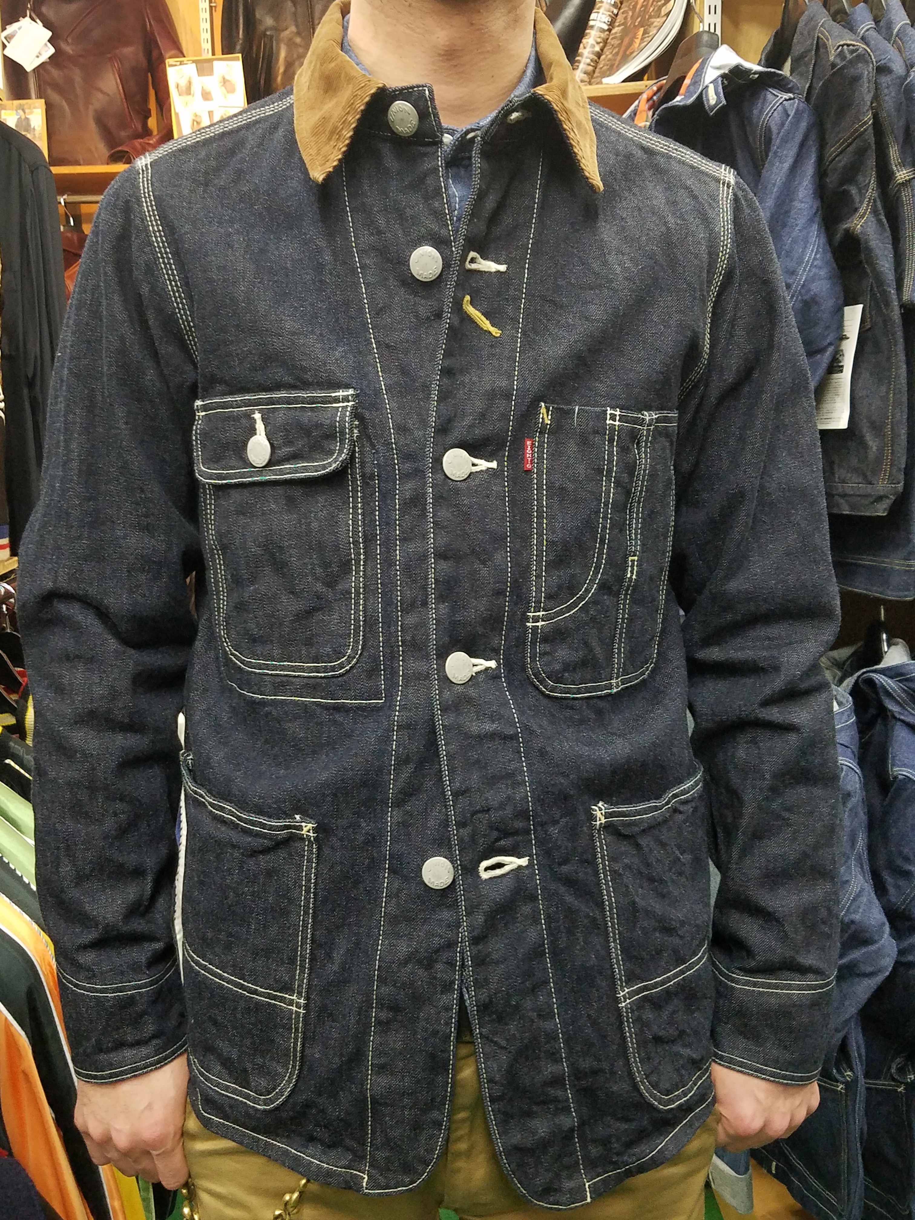 EIGHT-G エイトジー フーデッドパーカー カバーオール Mサイズ EIGHT-G(エイトジー) デニムカバーオール デニム襟 / 8JK-01B / 定番
