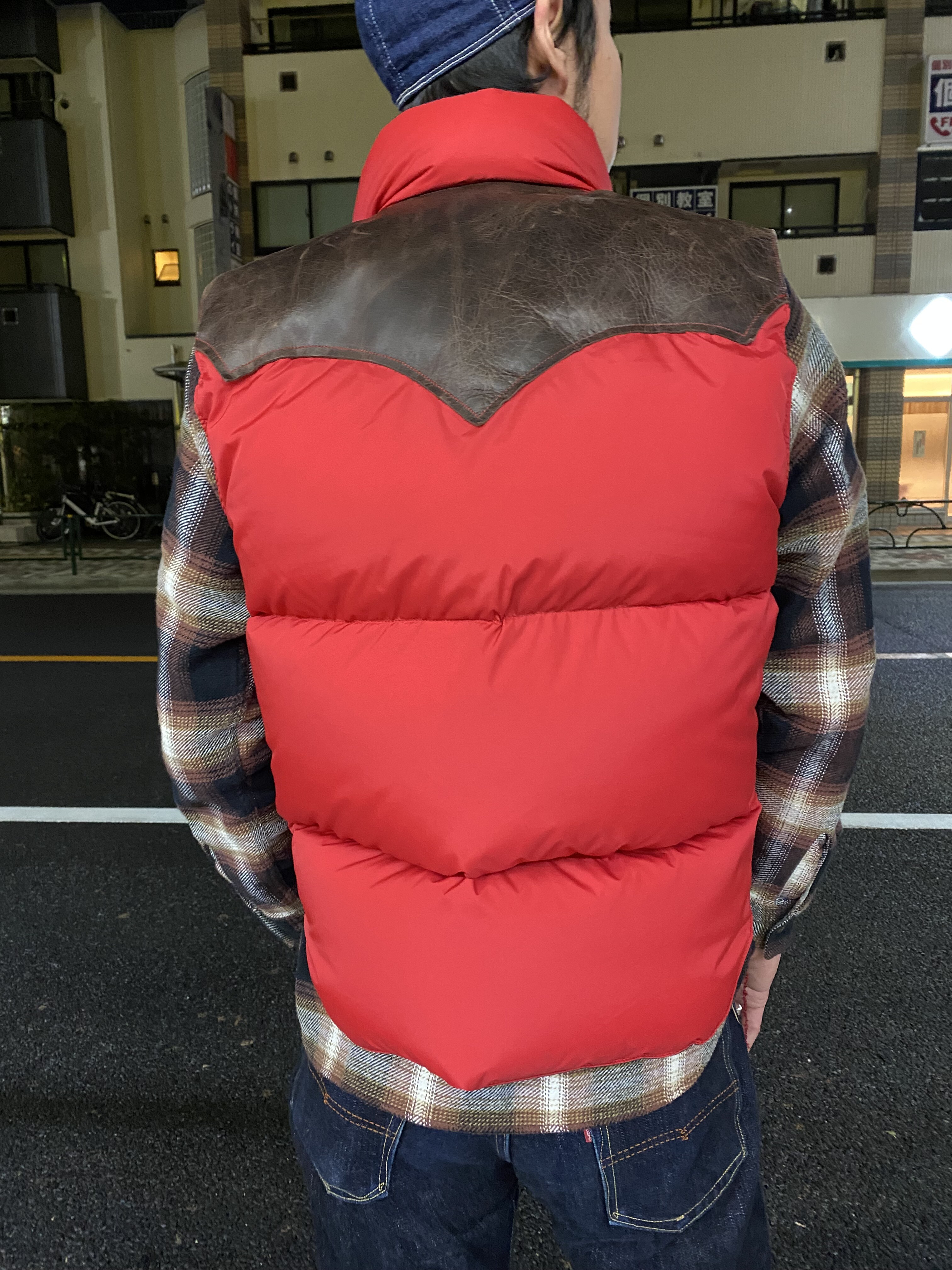 ウエアハウス　ダブルワークス　ダウンベスト　レザーヨーク　M ウエアハウス Dubble Works レザーヨーク ダウンベスト M グース