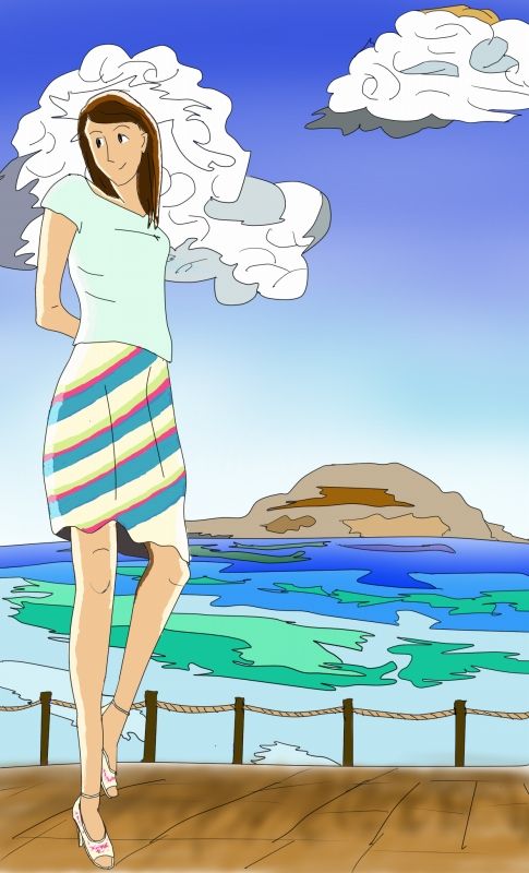 描いてくれました 001 中華三昧さん 作品 01 わたせせいぞう風イラスト よもやまダイエットブログ3