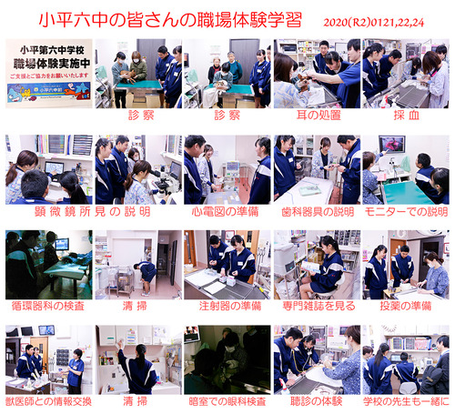 小平六中の皆さんの職場体験学習 2020(R2)0121,22,24