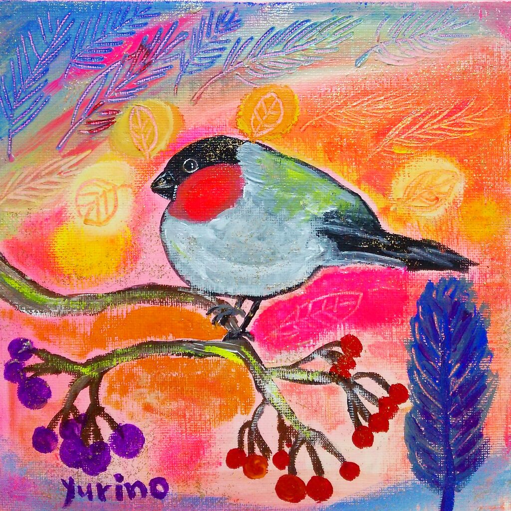 原画 希望の羽根は優しく舞う 絵描き文鳥 やま ゆりの 原画 希望の羽根は優しく舞う 絵描き文鳥 やま ゆりの
