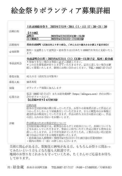 ボランティア募集詳細
