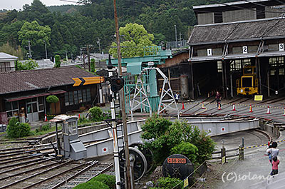 天竜浜名湖鉄道車両基地、扇形車庫(扇形庫)。