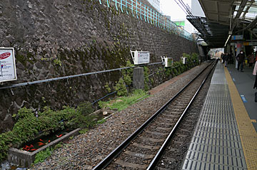 田端駅、レール脇の池