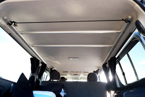 13 車中泊の装備 ハイエース用 簡易天井収納 トランポpro E Konの道をゆく 番外編 車泊の旅