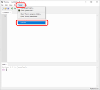 Thonnyエディタの初期設定を開きます