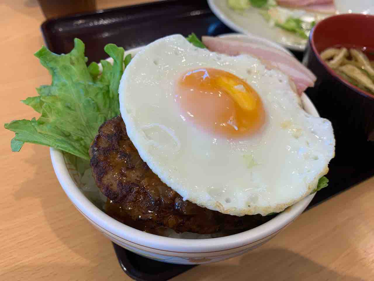 すき家＠南アルプス桃園店：目玉焼きハンバーグ丼 : イレブンフーズの日記