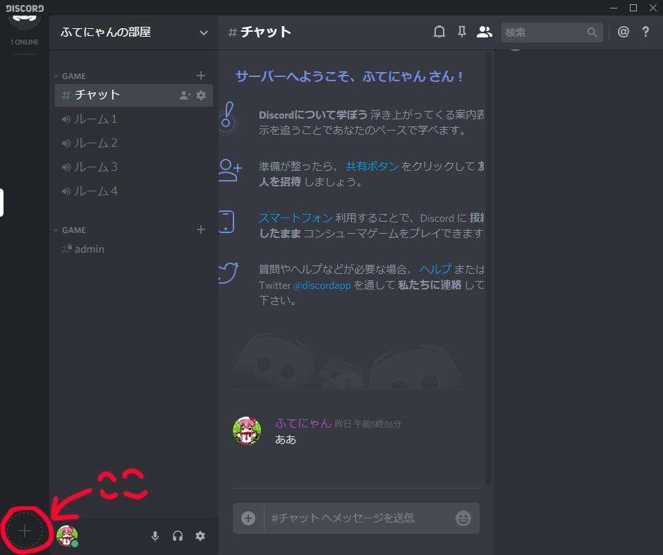 Discordのサーバー内で画面共有をする方法 ふてにゃんの記録