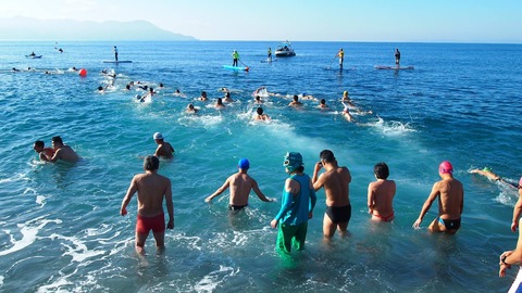 千本浜寒中水泳
