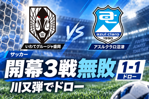【サッカー】アスルクラロ沼津、川又堅碁選手の終盤弾でドロー　開幕3戦無敗｜JFL