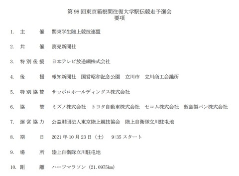 箱根駅伝予選会