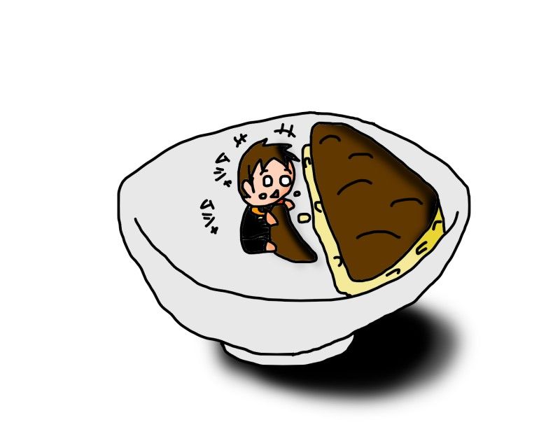 牛丼屋の小さな人間 イラストオブフード