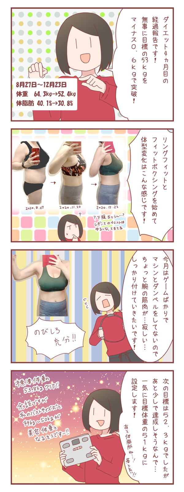 ダイエット4ヵ月目、標準体重クリア！（体型ビフォアフ写真あり）