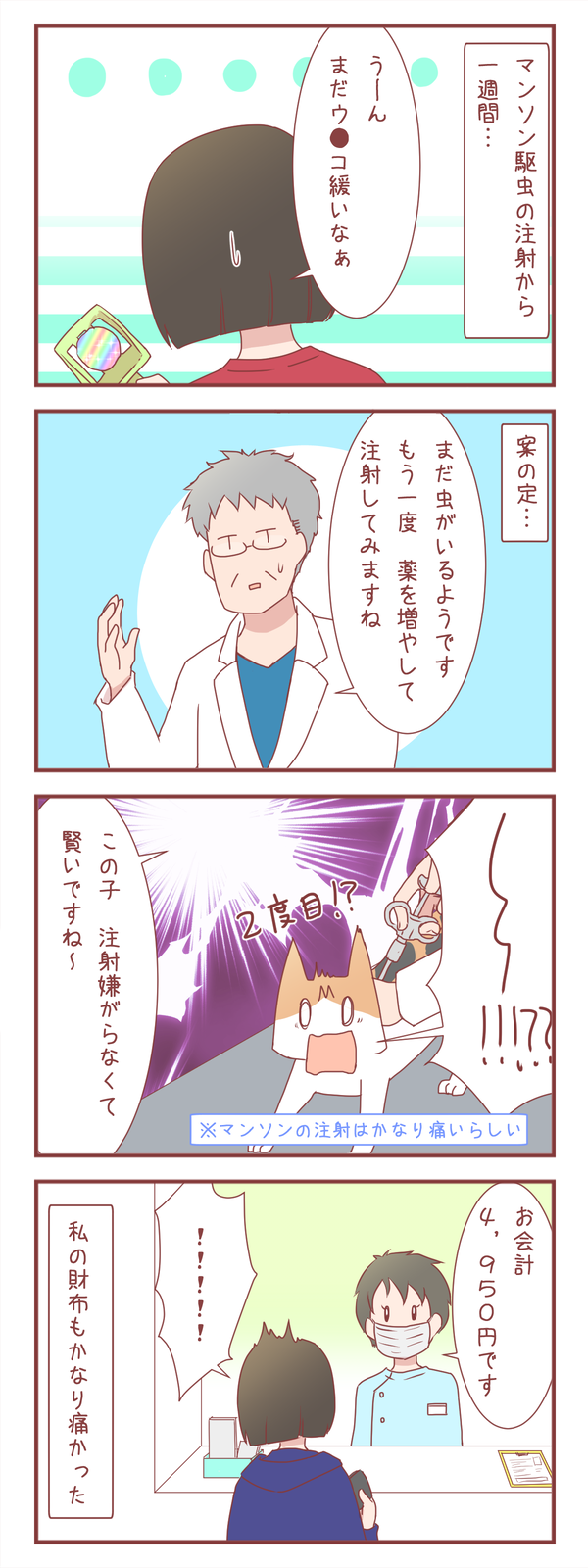 マンソン駆虫薬注射後、一週間。再検査の結果は…