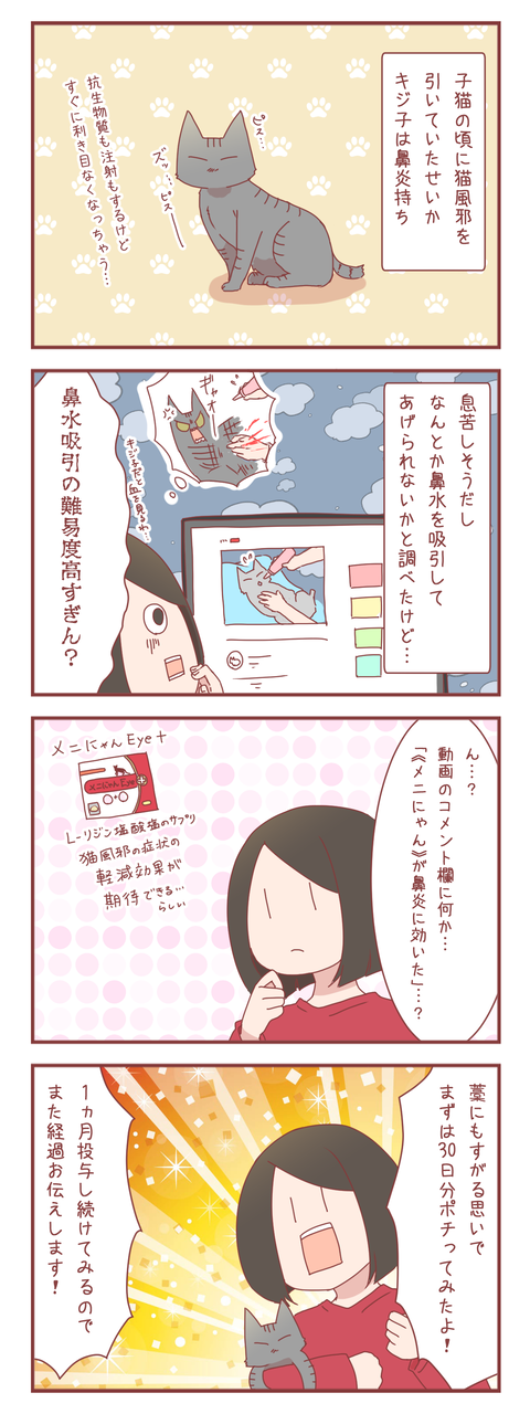 鼻炎がひどい猫さんにメニにゃんEye+を試してみる
