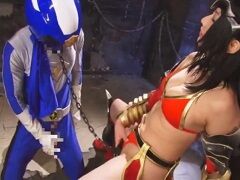 ピンクが強姦されているのを目もくれずに敵の女幹部に夢中なダメヒーロー