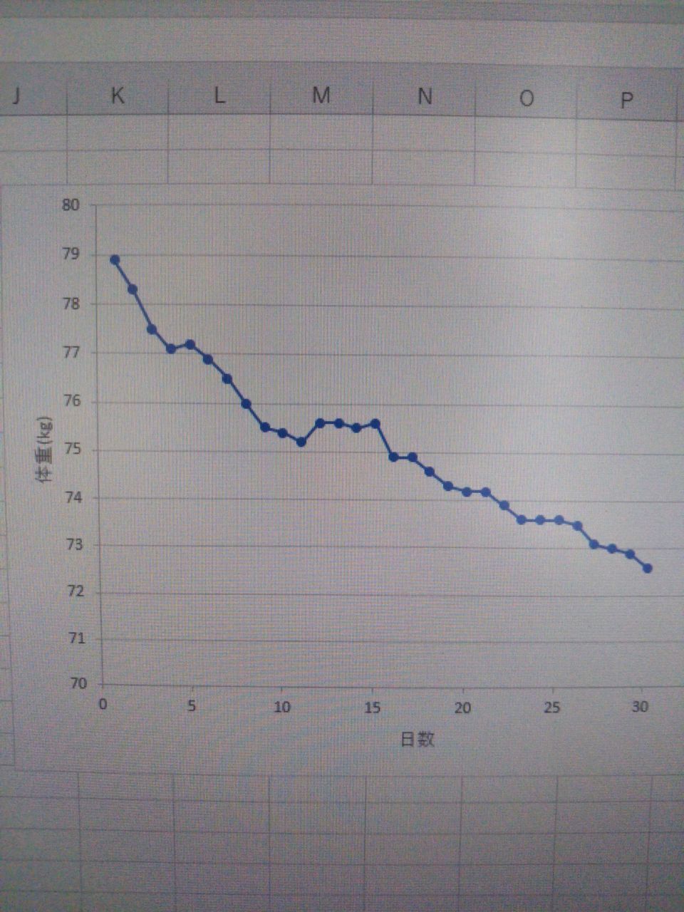 1ヶ月の記録をグラフ化してみると 体重と家計のokr的記録ダイエット法 簡単メソッド検証日記