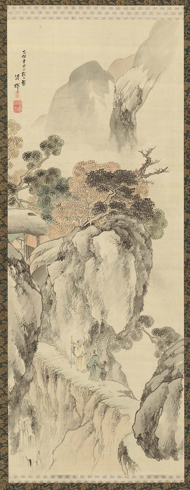 幕末の平安四名家　塩川文麟　四条派　山水画　掛軸 幕末の平安四名家 塩川文麟 四条派 山水画 掛軸 幕末の平安四