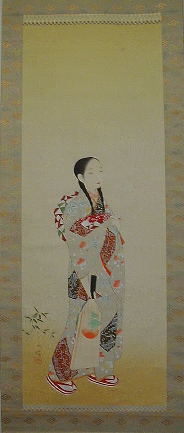 タ*ガ様 伊藤小坡 卒都婆小町像 三重県 谷口香橋師事 帝展 文展 掛軸2411 掛軸 伊藤小坡 - 骨董品 買取り八光堂