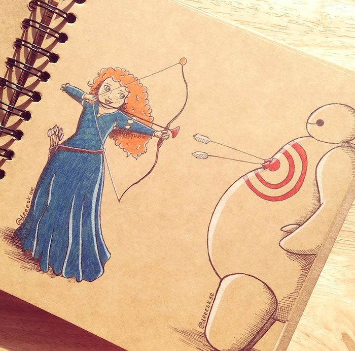 ベイマックスが様々なディズニ キャラのコスプレをするイラストがカワイイ えのげ ベイマックスが様々なディズニ キャラのコスプレをするイラストがカワイイ えのげ