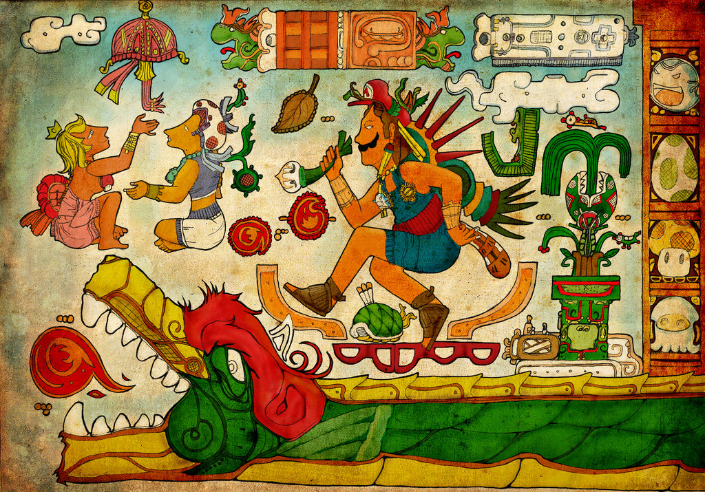 マヤ文明の壁画風に描かれた スーパーマリオ のイラストが渋い えのげ