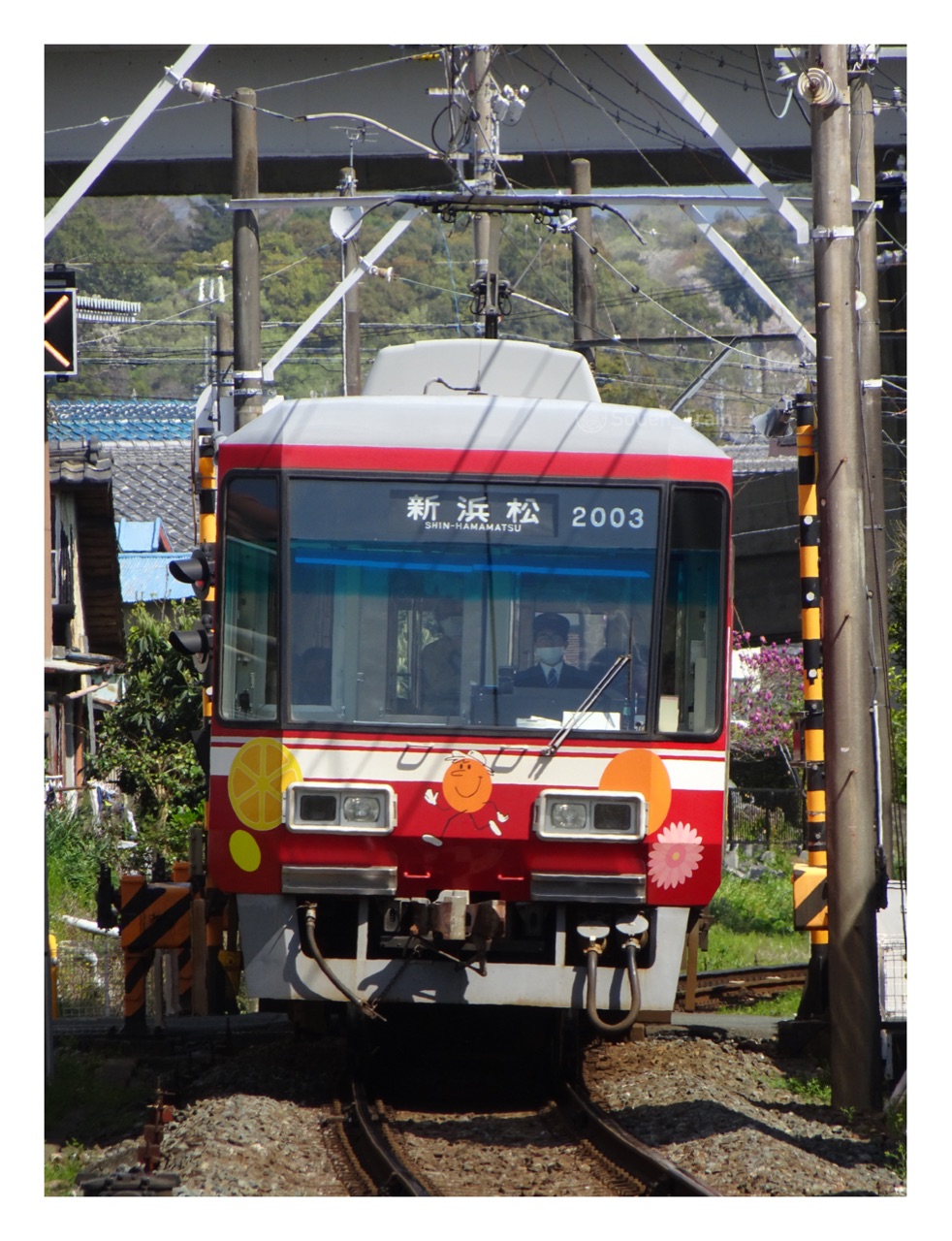 遠州鉄道(遠鉄電車‪・赤電)実使用 駅名看板 縦型 小松駅‬