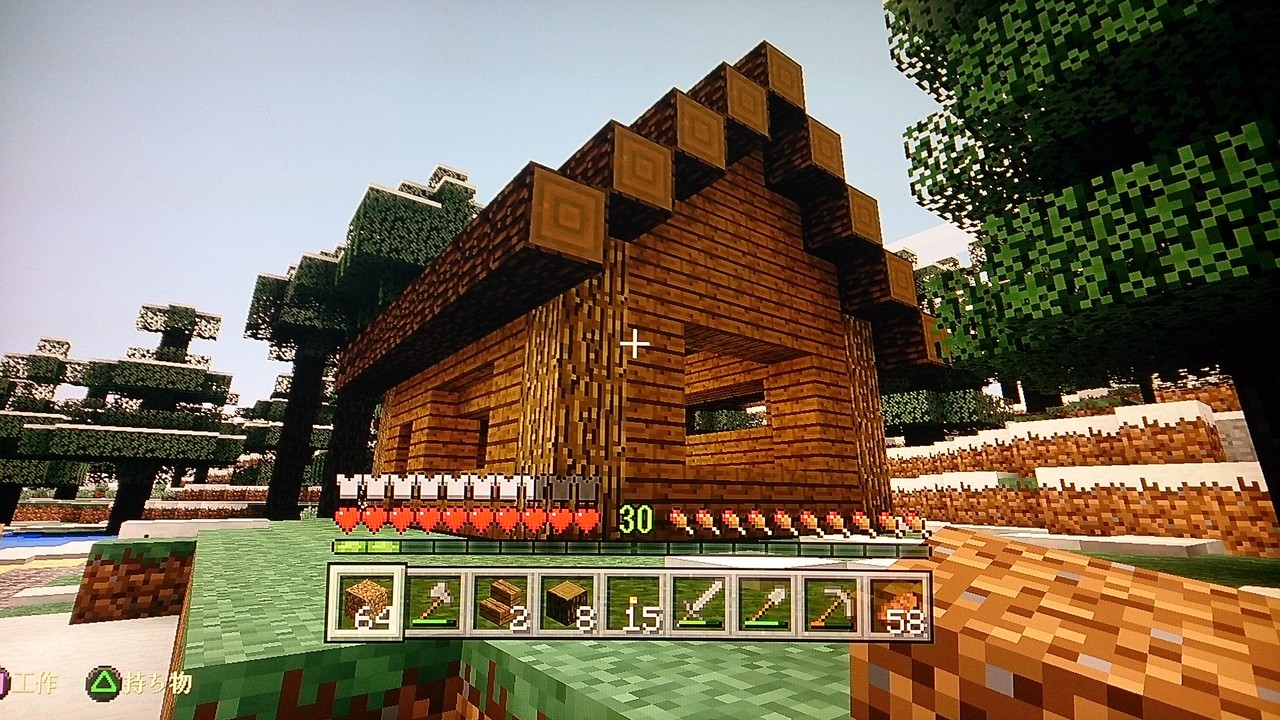 雪原地帯に木こりの家を建てる えぽんのマイクラ開拓日記